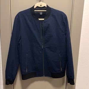 Alfani Men’s Navy Seersucker Bomber Jacket - M